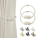 BEL AVENIR Magnetic Curtain Tiebacks, Decorative Drapery Holdbacks Modern Woven Tie-Backs with Exquisite Knot (Beige, 2 Pack)