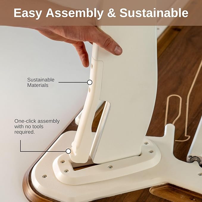 HOEK Collapsible Desk Bundle, 47.5" x 23", Portable Study Desk for Dorm Room, Includes Monitor Shelf, Under Shelf and Wall Storage, Lightweight, Easy No-Tool Assembly (Birch/White)