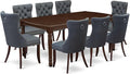 East West Furniture DODA9-MAH-13 9 Piece Dining Set Includes a Rectangle Solid Wood Table with Butterfly Leaf and 8 Polyester Fabric Upholstered Chairs, 42x78 Inch, Mahogany