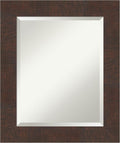 Amanti Art Brown Wall Mirror 25x21 Wildwood Brown Rectangle Bathroom Mirror for Wall Decor Living Room, Small Rustic Farmhouse Frame, Hangs Horizonally and Vertically, Bathroom Decor, Beveled Edge