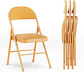 VECELO 4-Pack Folding Chairs Portable Metal with Ultra Soft Fabric Padded Cushion Seats for Home Office Events Wedding Party, Orange