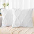 decorUhome Throw Pillow Covers 26x26 Inch Set of 2, Soft Plush Faux Fur Wool Pure White Couch Pillow Covers, Decorative Neutral Pillow Cases for Bed Sofa Living Room Home Decor