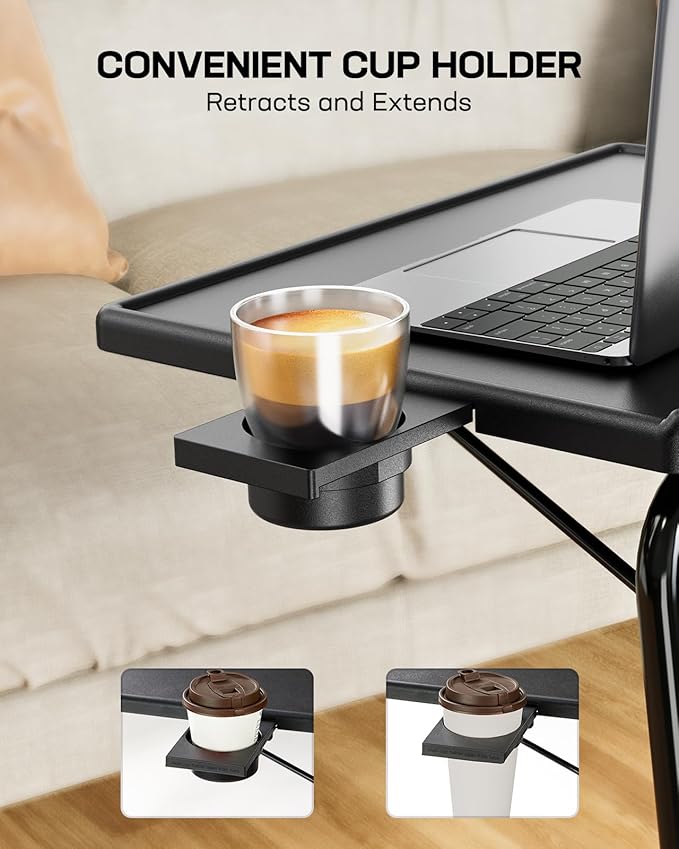 LORYERGO TV Tray - TV Table, Folding Table Trays, w/6 Height & 3 Tilt Angle, TV Tray Table w/Cup Holder, Dinner Tray for Eating on Couch, Laptop, Bed & Couch