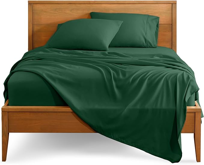 Bare Home Full XL Sheet Set - Luxury 1800 Ultra-Soft Microfiber Full Extra Long Sheets - Double Brushed - Deep Pockets - Easy Fit - 4 Piece Set - Bedding Sheets & Pillowcases (Full XL, Forest Green)
