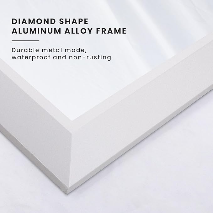 Amorho Bathroom Mirror, 24x30 Inch White Thick Metal Framed Wall Mirrors for Over Sink, Bedroom, Living Room, Entryway, Rectangle Wall-Mounted Mirrors(Horizontal/Vertical).