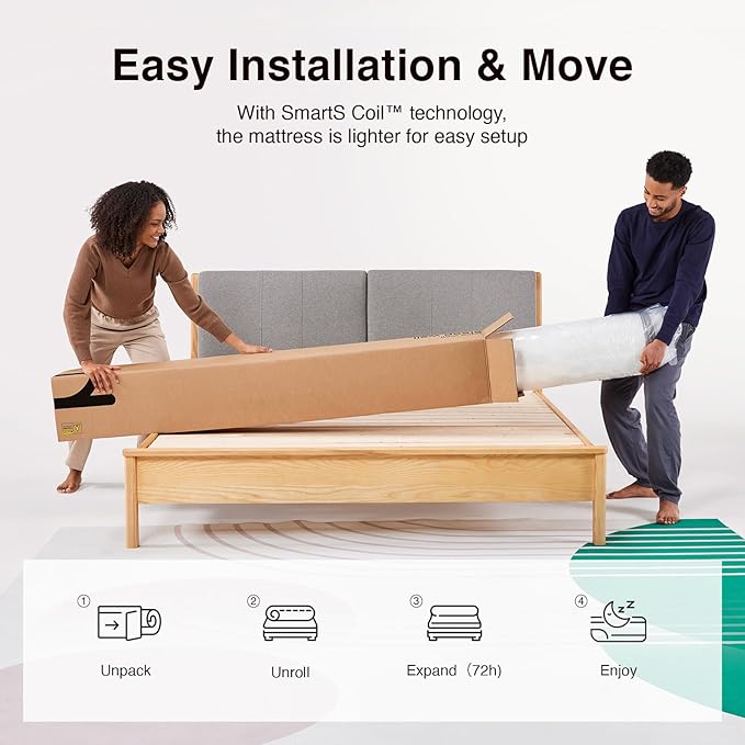 Novilla Queen Mattress, 12 Inch Queen Size Mattresses in a Box with Smarts™ Pocket Coil for Pressure Relief, Medium Firm Foam and Spring Hybrid Colchones with CertiPUR-US Certified