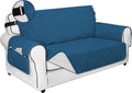 PureFit Reversible Sofa Cover Water Resistant Loveseat Couch Cover, Machine Washable Furniture Cover with Non-Slip Foam and Adjustable Strap for Dogs, Pets (Loveseat, Peacock Blue/Ivory)