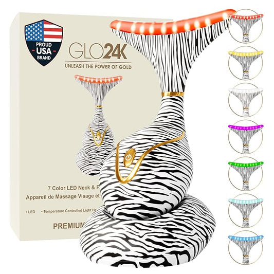 GLO24K Red Light for Face & Neck Beauty Device - 7 in 1 Facial Massager Tool and Neck Care Device for Neckline Care, Face and Neck Massager for Women