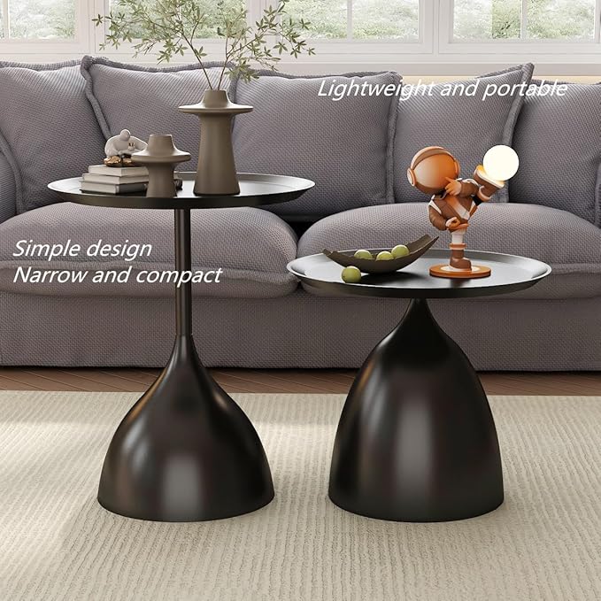 Nesting Tables, Black Side Tables, Modern End Tables for Living Room Nesting Coffee Table Set of 2,Console Table Pedestal Tables