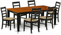 East West Furniture QUPF7-BCH-C 7 Piece Dining Table Set Consist of a Rectangle Dining Room Table with Butterfly Leaf and 6 Linen Fabric Upholstered Chairs, 40x78 Inch, Black & Cherry