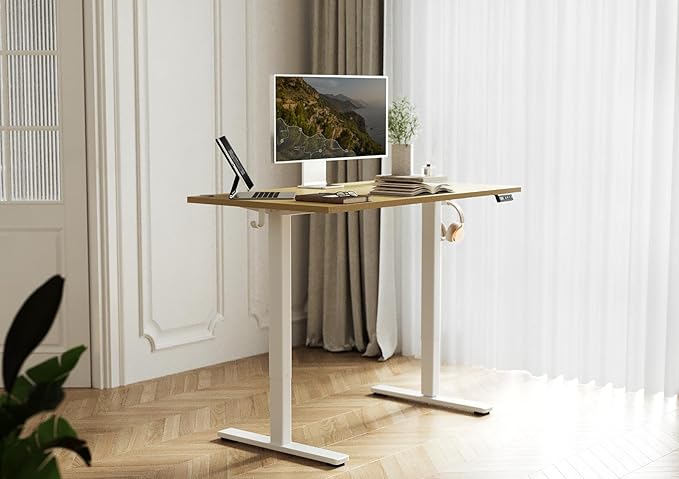 Seang Standing Desk with Adjustable Height, 40x24 Inch Electric Stand Up Desk for Home Office, Studio, Computer Workstation, Nature Top