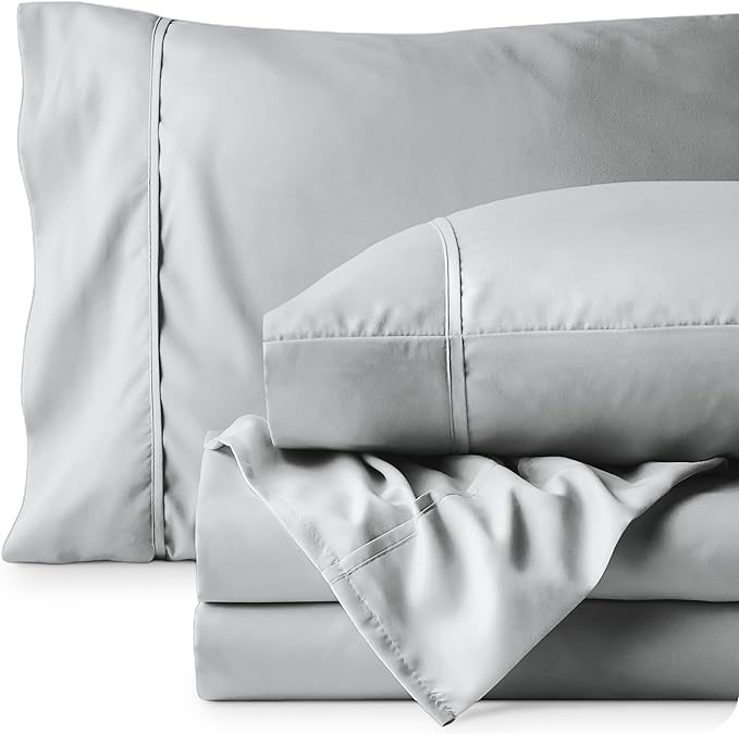 Bare Home Full Sheet Set - 1800 Ultra-Soft Microfiber Full Bed Sheets - Double Brushed - Deep Pockets - Easy Fit - 4 Piece Set - Bed Sheets (Full, French Grey)
