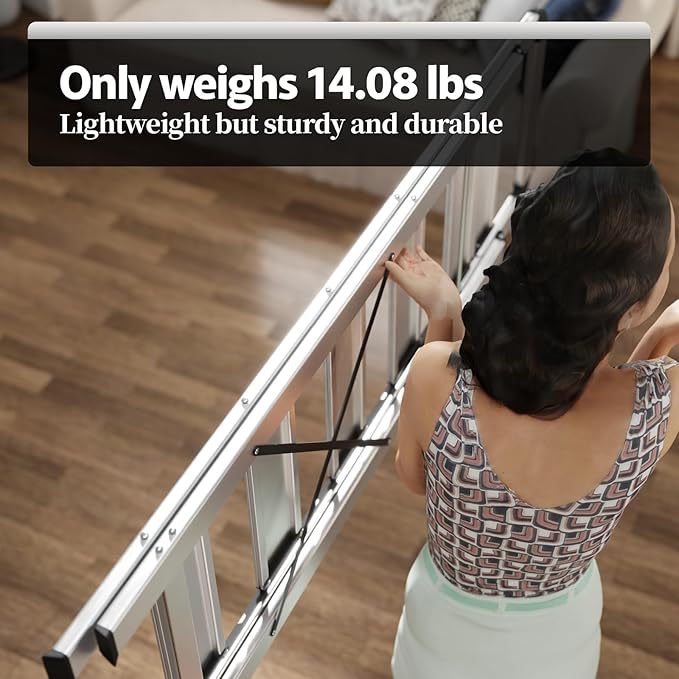 KINGRACK Aluminium 5 Step Ladder, Lightweight Step Stool with Non-Skid Pedals, Handrail, Foldable Step Ladder for Kitchen, Garage, Home, Space Saving, Sturdy and Portable, Silver