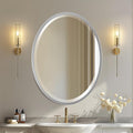 OVALCREST - Oval Wooden Beveled Wall Mirror for Home Decor, Bathroom, Vanity, Bedroom, Living Room, Hallway - London Style (Silver Spray) 25.1 x 37.1