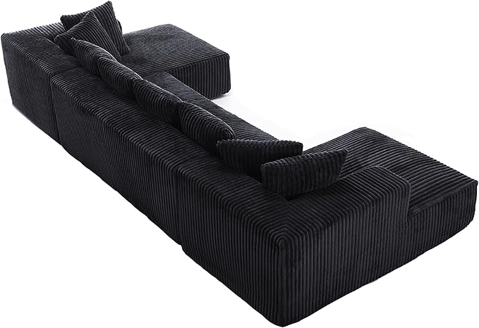Eafurn Free Combination Cloud Boneless Modular Sectional Sofa with Chaise Lounge,Modern Minimalist Upholstered Couches, Oversized U Shaped Lounge Sofa Couch w/ 8 Pillows