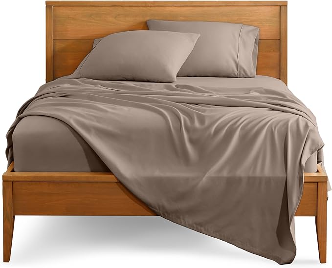 Bare Home Full Sheet Set - Luxury 1800 Ultra-Soft Microfiber Full Bed Sheets - Double Brushed - Deep Pockets - Easy Fit - 4 Piece Set - Bedding Sheets & Pillowcases (Full, Taupe)