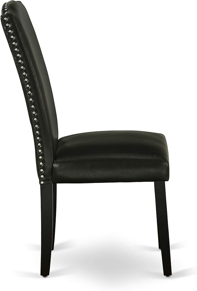 East West Furniture NOEN5-BLK-69 5 Piece Kitchen Table & Chairs Set Includes a Rectangle Butterfly Leaf Dining Table and 4 Black Faux Leather Parsons Chairs, 32x54 Inch, Black