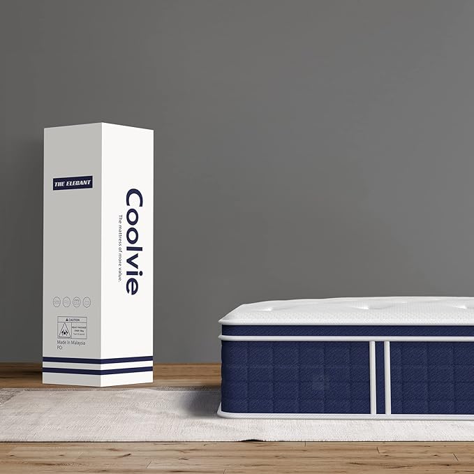 Coolvie California King Mattress in a box, Medium Firm 12 Inch Hybrid Cal King Mattress with Pocket Spring, Pressure Relief, Cooling, Personalized Support for Heavy People, CertiPUR-US® Certified Foam