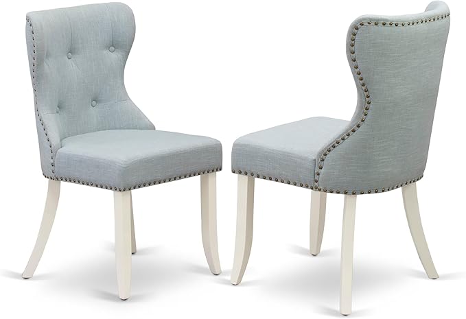 East West Furniture V097SI215-5 5 Piece Dining Table Set for 4 Includes a Rectangle Kitchen Table with V-Legs and 4 Baby Blue Linen Fabric Upholstered Chairs, 40x72 Inch, Multi-Color