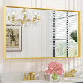 Keonjinn Gold Bathroom Mirror 48 x 30 Inch Gold Trimmed Bathroom Wall Mirror Large Brushed Metal Frame Mirror for Over Sink, Modern Farmhouse Vanity Rectangle Mirror(Horizontal/Vertical)