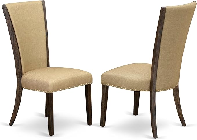 East West Furniture X727VE703-6 6 Piece Dining Room Table Set Contains a Rectangle Kitchen Table with X-Legs and 4 Brown Linen Fabric Parson Chairs with a Bench, 40x72 Inch, Multi-Color