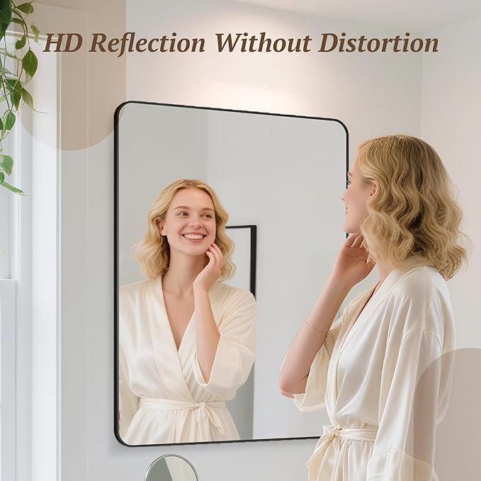 Bathroom Mirror 60" x 30", Large Rectangle Wall Mirror, Black Metal Frame Wall Mounted Mirrors for Bathroom, Vanity, Bedroom, Entryway Decor(Horizontal/Vertical)