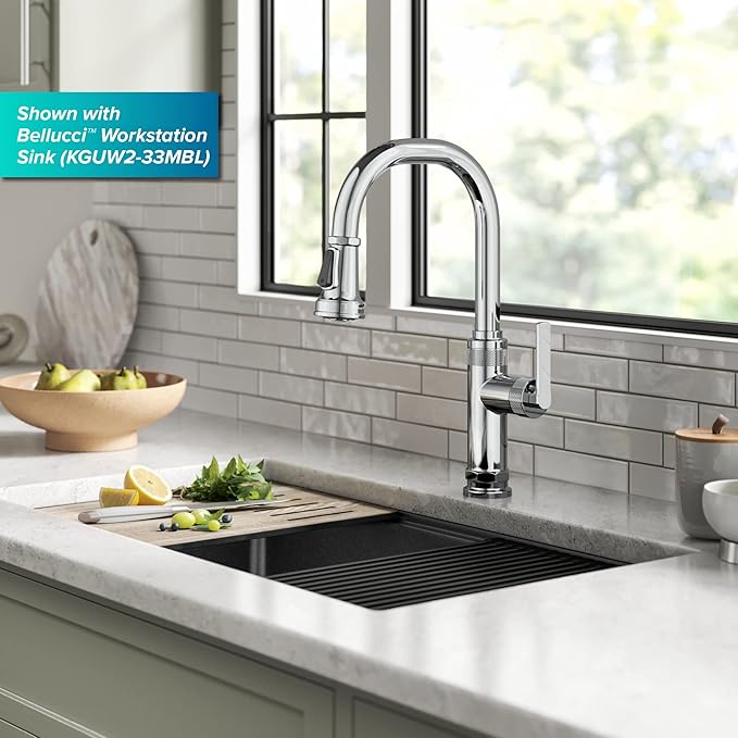 KRAUS Allyn Industrial Pull-Down Single Handle Kitchen Faucet in Chrome, KPF-4102CH