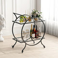 Industrial Bar Carts for The Home Bar Serving Cart, Rolling Bar Cart Black with Lockable Caster Wheels, Glass Bar Carts with 2 Mirrored Shelves, Storage Wine Carts for Kitchen, Party