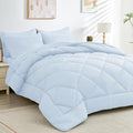 HEVUMYI Light Blue Queen Comforter Set - 7-Piece All Season Bed in a Bag Queen, Ultra Soft Bedding Set with Comforter, Flat Sheet, Fitted Sheet, Pillowcases, Pillow Shams