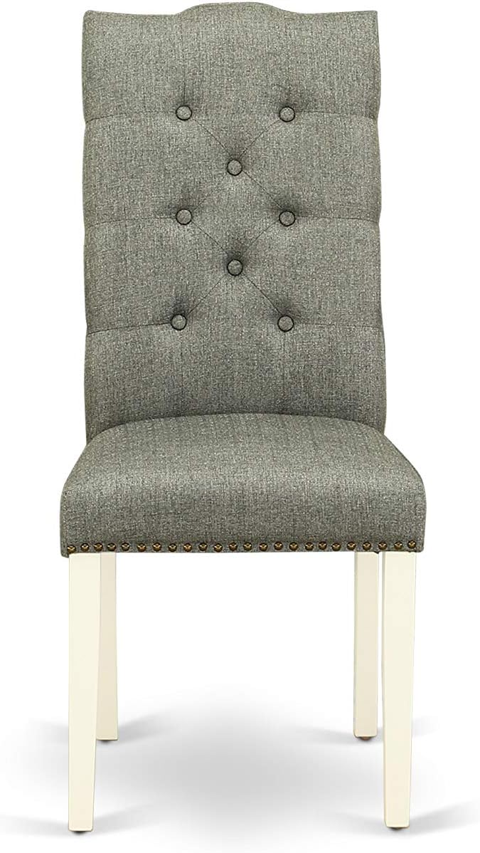 East West Furniture OXEL3-LWH-07 3 Piece Kitchen Table Set for Small Spaces Contains a Square Dining Room Table and 2 Gray Linen Fabric Upholstered Chairs, 36x36 Inch, Linen White
