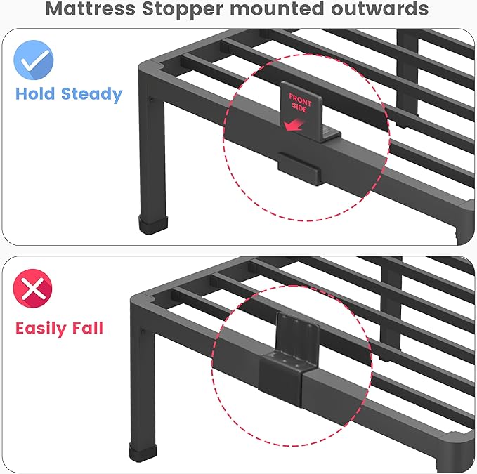 16 Inch King Size Metal Platform Bed Frame with Round Corners, Storage Space Under High Bed Frame-Heavy Duty Steel Slats Support, Noise Free - Easy Assembly - No Box Spring Needed