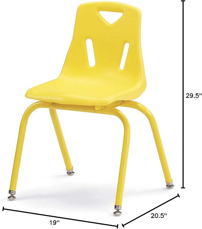 Berries Jonti-Craft 8126JC6007 Stacking Chairs with Powder-Coated Legs, 16" Height, Yellow, Pack of 6