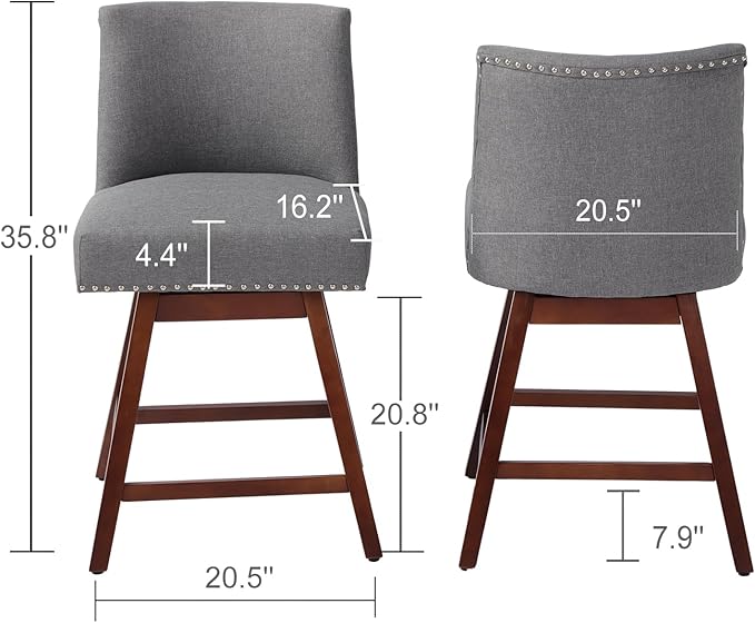 Counter Height Barstools Set of 4,360° Swivel Bar Stools with Back,26 inch Modern Counter barstools,Upholstered Bar Tall Stools for Kitchen Counter,Kitchen Island,Bar, Home (Dark Gray, SET OF 4)