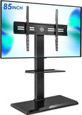 FITUEYES Floor TV Stand Iron Base with Swivel Mount for 50-85 Inch Large LCD/LED TVs Adjustable Shelf Tall Corner TV Stands for Bedroom and Living Room Hold Up to 110 lbs Black