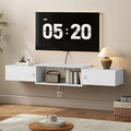 HOOBRO 55" Floating TV Stand with Power Outlet, Modern Wall Mounted Media Console Shelf Cabinet for Under TV Storage, Entertainment Center, Living Room, Bedroom, White WT11UDS01
