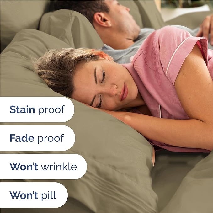 Full Size 4 Piece Sheet Set - Comfy Breathable & Cooling Bed Sheets Set - Hotel Luxury Bedding for Women, Men, Kids, Teens, Boys & Girls - Deep Pockets, Ultra-Soft and Wrinkle Free - Oeko-Tex - Khaki