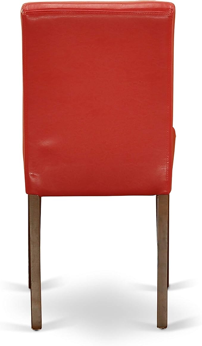 East West Furniture CAAB7-MAH-72 7 Piece Kitchen Table & Chairs Set Consist of a Rectangle Dining Room Table and 6 Firebrick Red Faux Leather Upholstered Chairs, 36x60 Inch, Mahogany