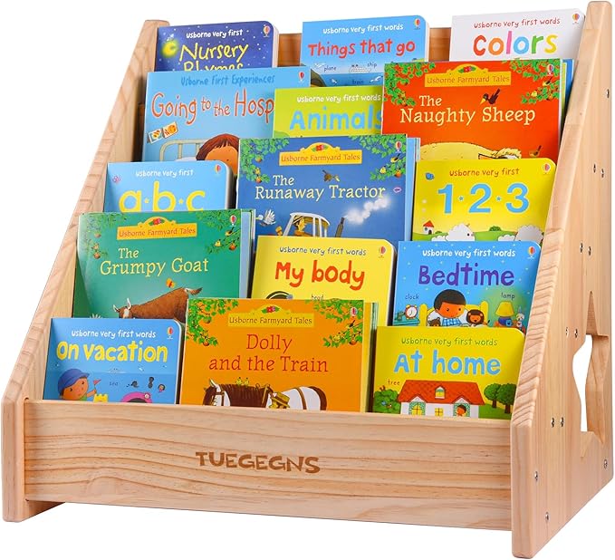 Montessori Bookshelf,Toddler Bookshelf for Kids,Organize Your Little One's Reading Adventure with Our Kids Bookshelf - Perfect for Kids!(Wood), Large