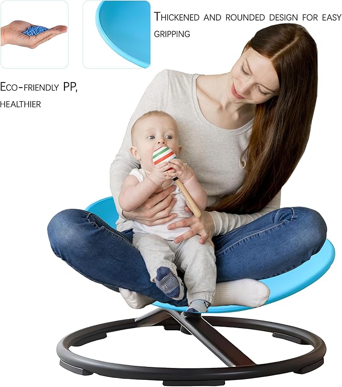 Spinning Chair for Autistic Kids (3-18 Years), Sensory Swivel Chair for Teens with ADHD/Autism – 21×19 Inch 220LBS Weight Capacity Seat – Sit and Spin Calming Toy for Body Balance(Green)