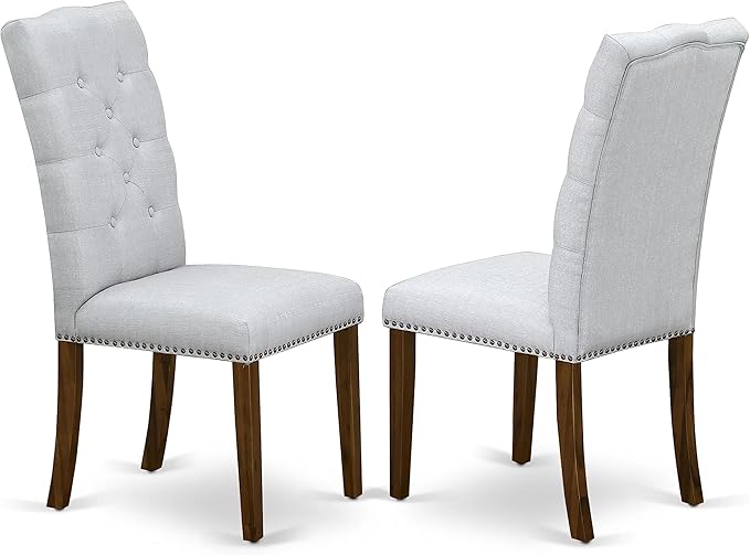 East West Furniture OXEL3-AWA-05 3 Piece Dining Room Table Set Contains a Square Dinette Table and 2 Upholstered Chairs, 36x36 Inch, Antique Walnut