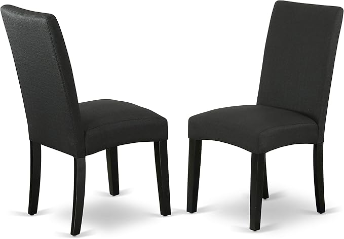 East West Furniture LGDR7-BLK-24 7 Piece Dining Table Set Consist of a Rectangle Dinner Table with Butterfly Leaf and 6 Black Color Linen Fabric Parson Chairs, 42x84 Inch, Black