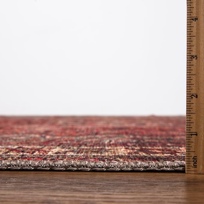 Keen Home Design 2x10 Rug - Machine Washable Runner Rug with Non-Slip Backing, Ideal for Hallway, Entryway, Kitchen, Laundry Room - Vintage, Easy Clean, Durable, Low Pile - (2'6" x 10')