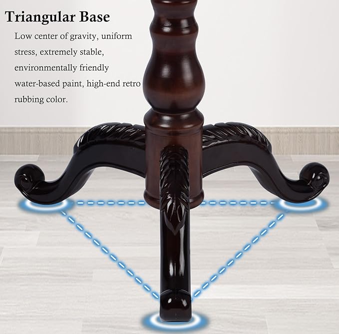 Coat Rack Stand, Solid Wooden Coat Tree with 11 Hooks, Heavy Duty Coat Rack Freestanding with Sturdy Round Base, Natural Birch Wood Coat Hanger Stand for Entryway Bedroom (triangles)
