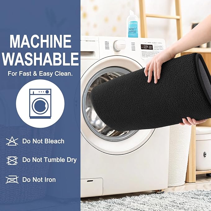 OLANLY Thick Memory Foam Bath Mat Rug 30x20, Extra Soft Absorbent Bathroom Rug, Quick Dry Bath Mats, Non-Slip, Machine Washable Carpet for Bathroom, Tub and Shower, Home Decor Accessories, Black