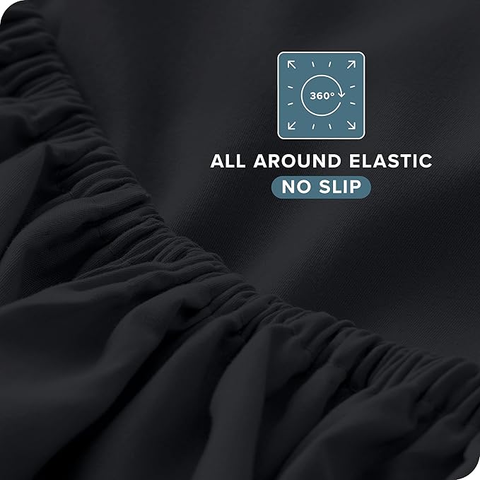 Bare Home Split California King Sheet Set - 1800 Ultra-Soft Microfiber Split California King Bed Sheets - Double Brushed - Deep Pockets - Easy Fit - 5 Piece Set - Bed Sheets (Split Cal King, Black)