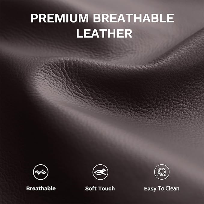 COLAMY Pushback Electric Recliner Chair Set of 2, Premium Leather Upholstery with Adjustable Angles, Extra Lumbar Pillow, Built-in Charging Port, Business-Casual Style for Living Room,Brown