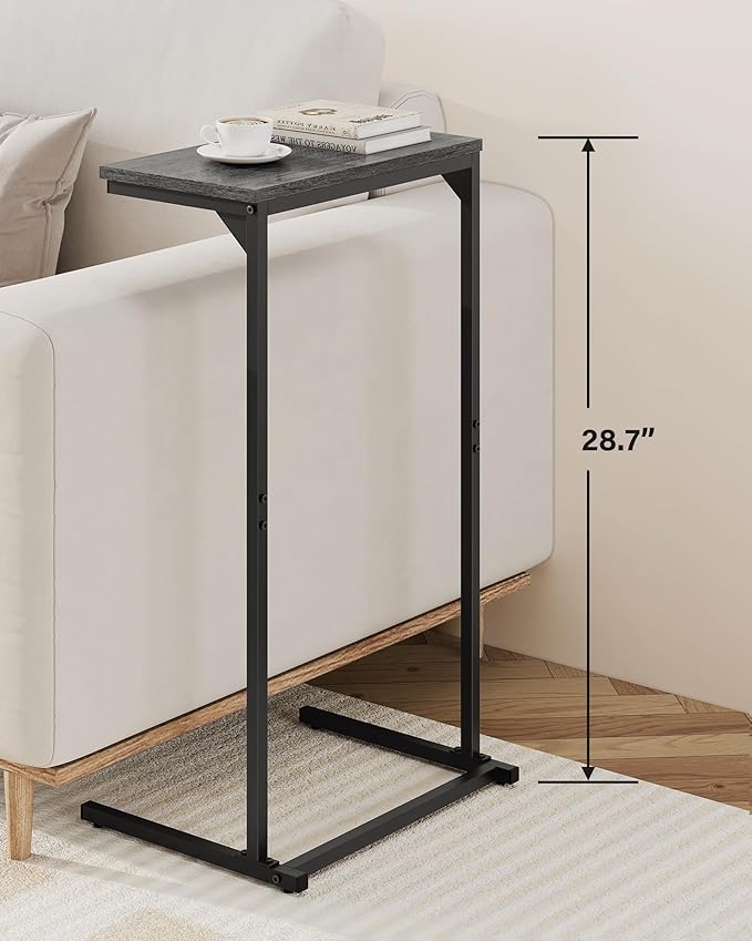 TUTOTAK C Shaped End Table, Small Side Table, Set of 2, 28.7 inch Tall Couch Table, Sofa Table, Living Room, Bed Room, Charcoal Grey TB01BY0712
