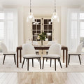 COLAMY Upholstered Dining Chairs Set of 6, Wooden Kitchen Chairs with Open Back, Modern Dining Room Chairs with Wood Frame, Dinner Side Chairs for Dining Room Kitchen Restaurant, Beige