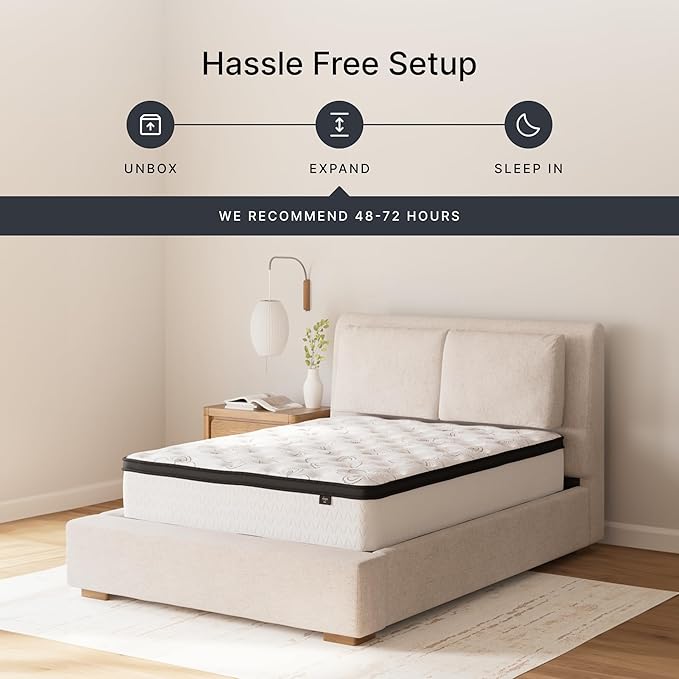 Signature Design by Ashley California King Size Chime 12 Inch Medium Firm Hybrid Mattresswith Cooling Gel Memory Foam for Pressure Relief, Fiberglass Free, Mattress In A Box