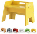 Wooden Step Stool for Kids, 14” One Step Stool for Toddlers, Heavy Duty Non-tip Non-Slip for Bedroom/Kitchen